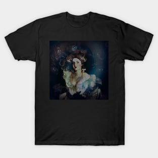 Aesthetics, darkness, gothic, romantic, moon, dark academia, love, romantic, statue, vintage, retro, artistic, artsy, classy, butterfly, flowers, floral T-Shirt